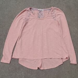 Rewind lace trim high low top pink medium